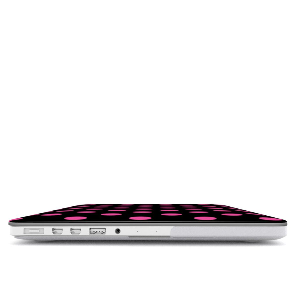 Pink in Black Polka Dots MacBook Case, 3D product render