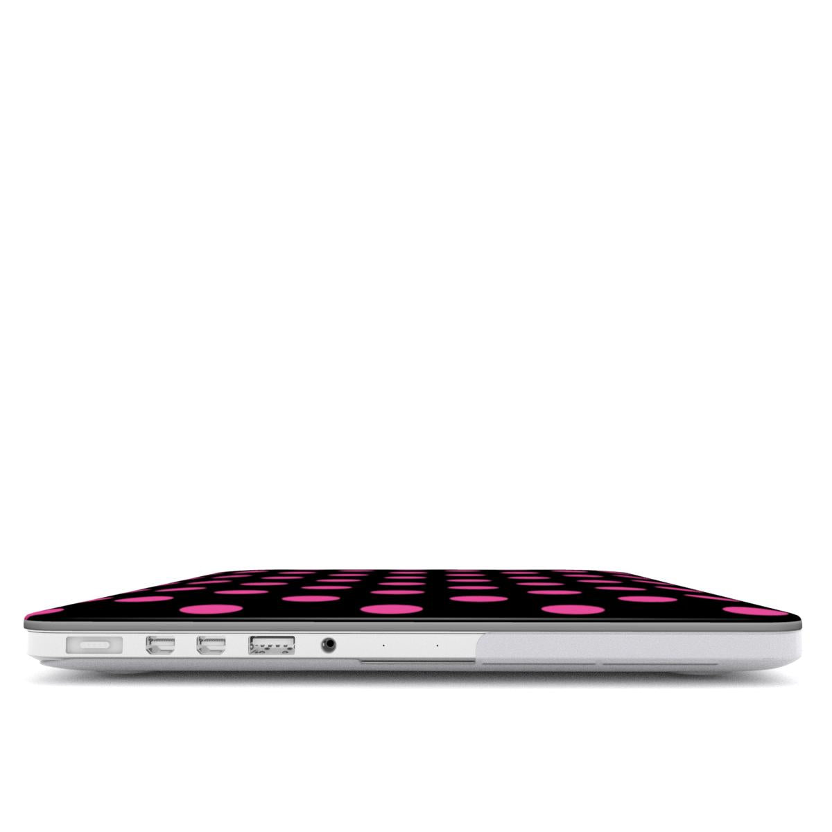 Pink in Black Polka Dots MacBook Case, 3D product render
