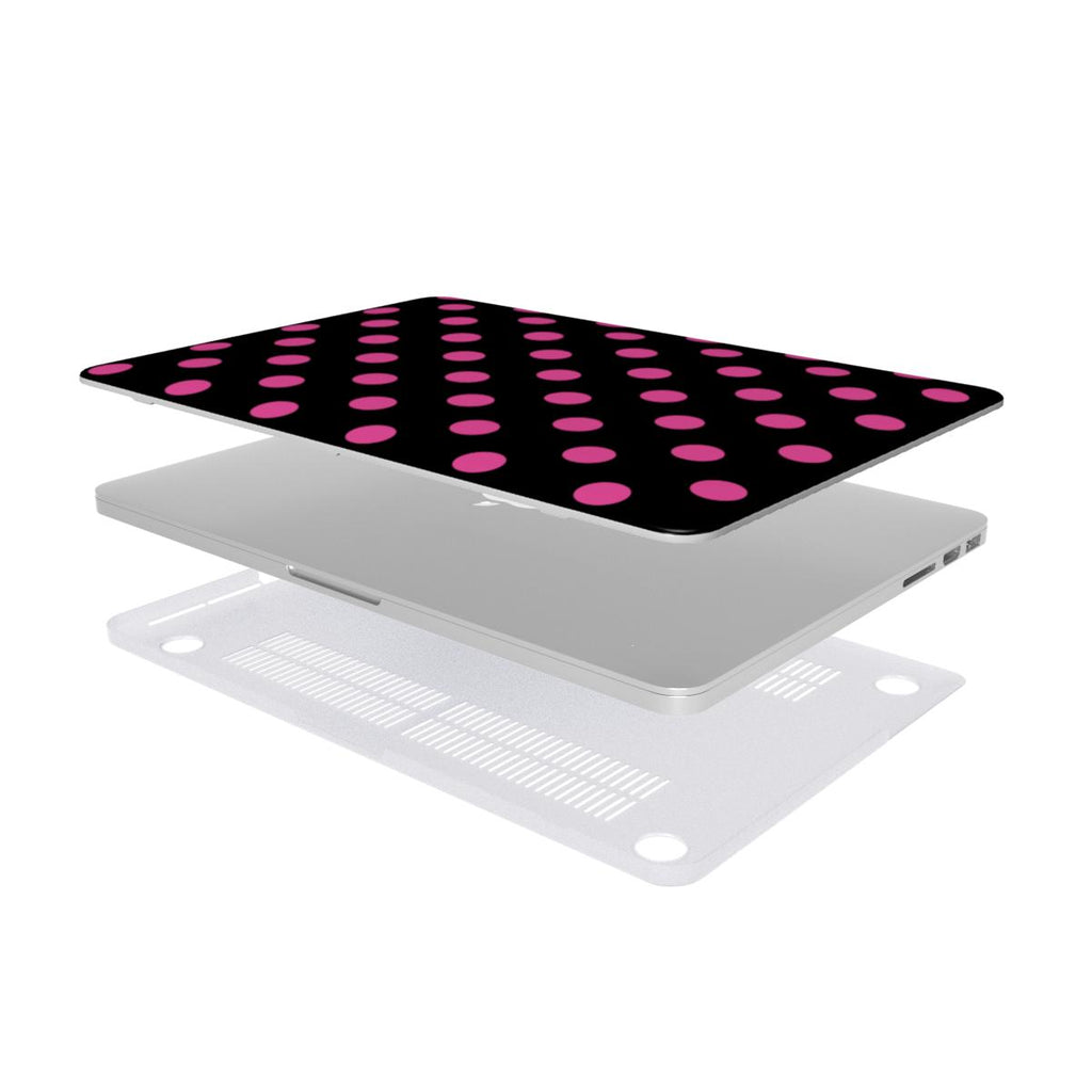 Pink in Black Polka Dots MacBook Case, 3D product render
