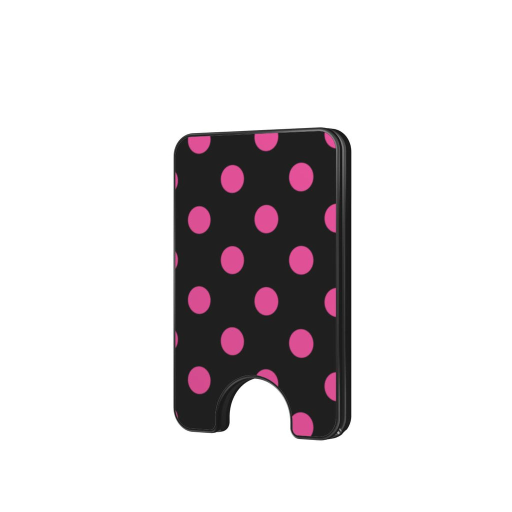 Pink in Black Polka Dots Magnetic Wallet, 3D product render