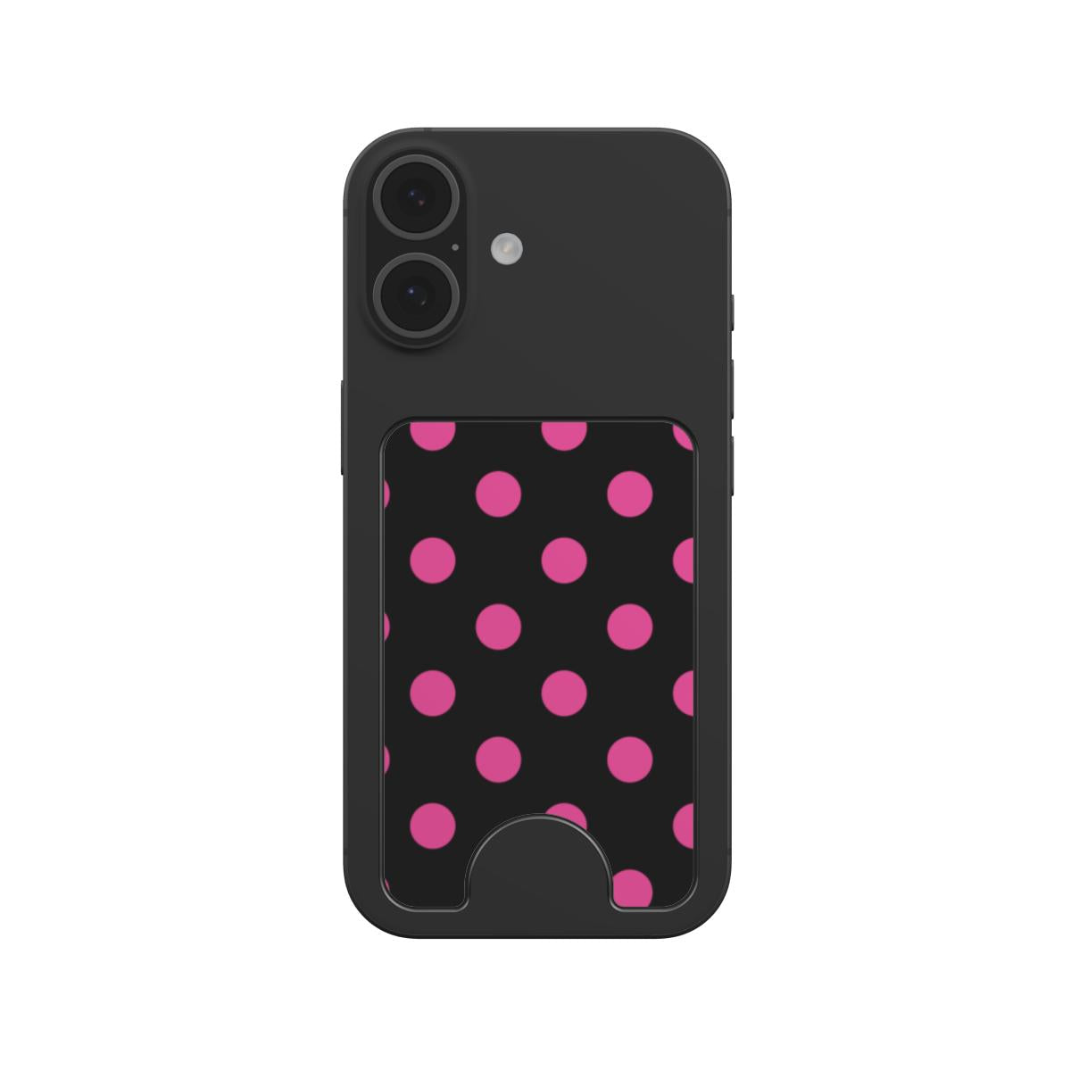 Pink in Black Polka Dots Magnetic Wallet, 3D product render