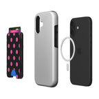 Pink in Black Polka Dots Magnetic Wallet, 3D product render