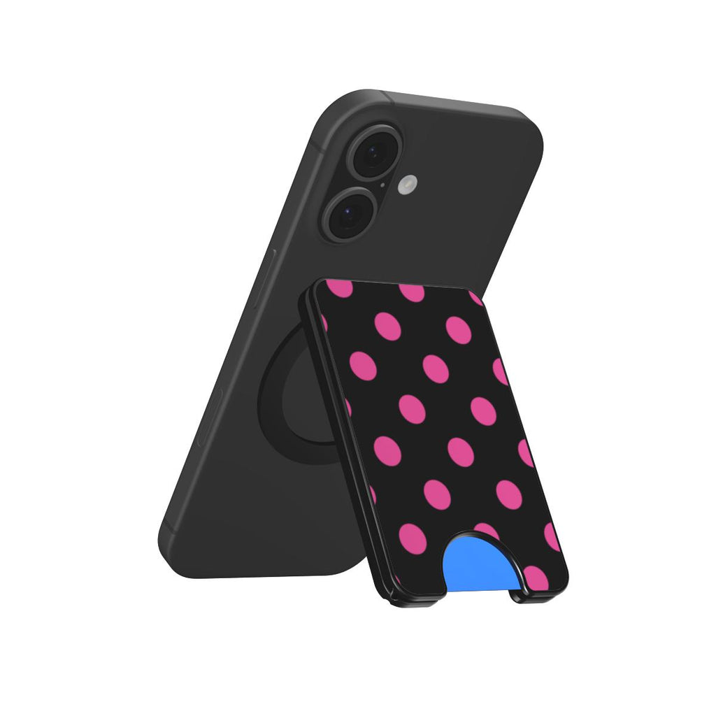 Pink in Black Polka Dots Magnetic Wallet, 3D product render