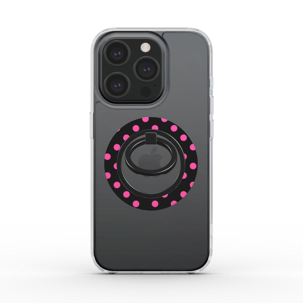 Pink in Black Polka Dots Ring Holder, 3D product render