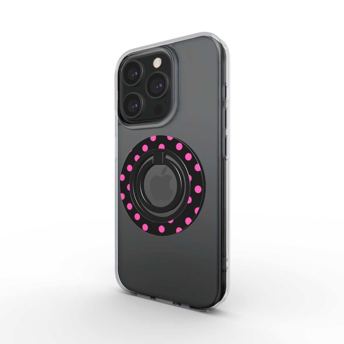 Pink in Black Polka Dots Ring Holder, 3D product render