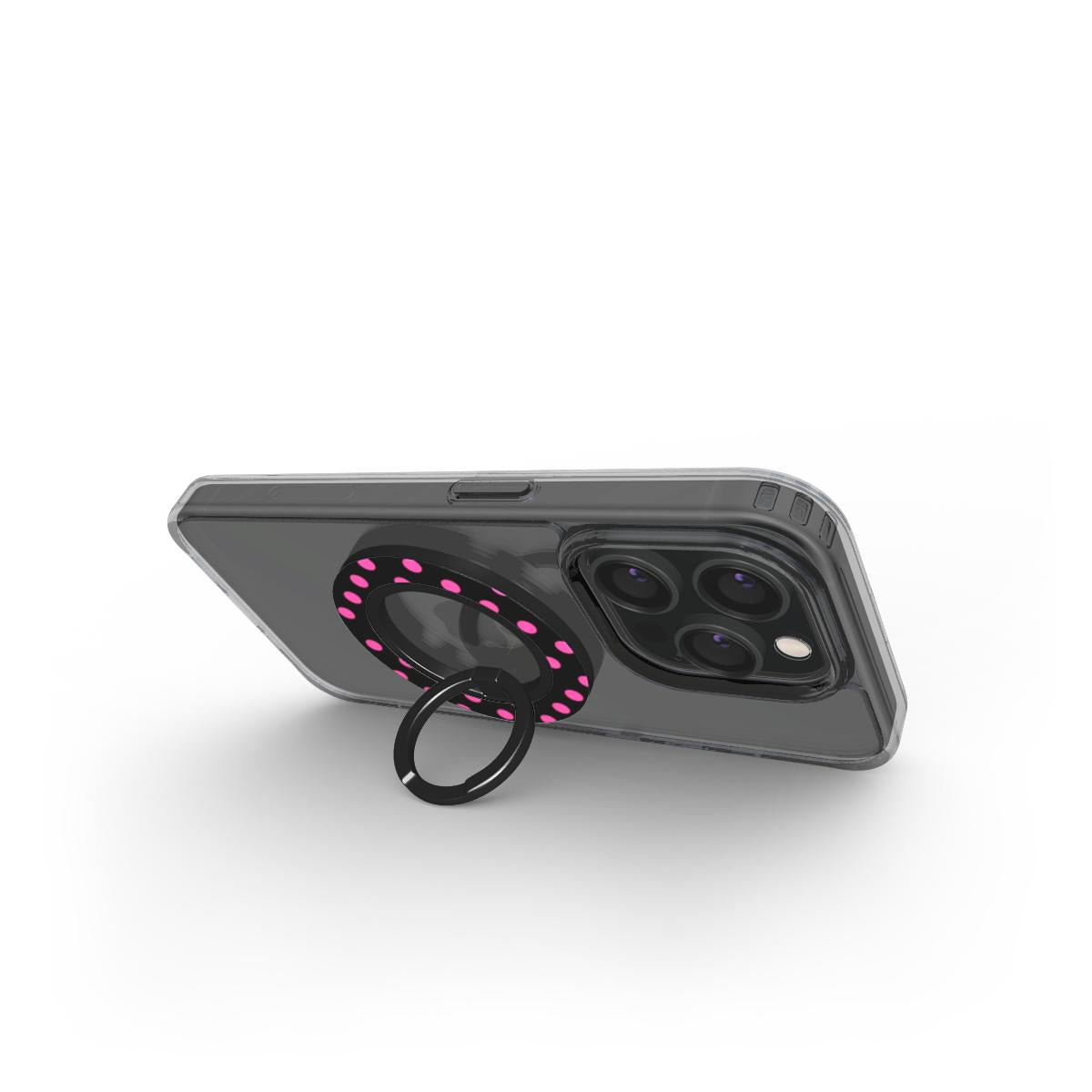 Pink in Black Polka Dots Ring Holder, 3D product render