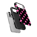 Pink in Black Polka Dots Tough Phone Case — hard outer shell and inner liner separated