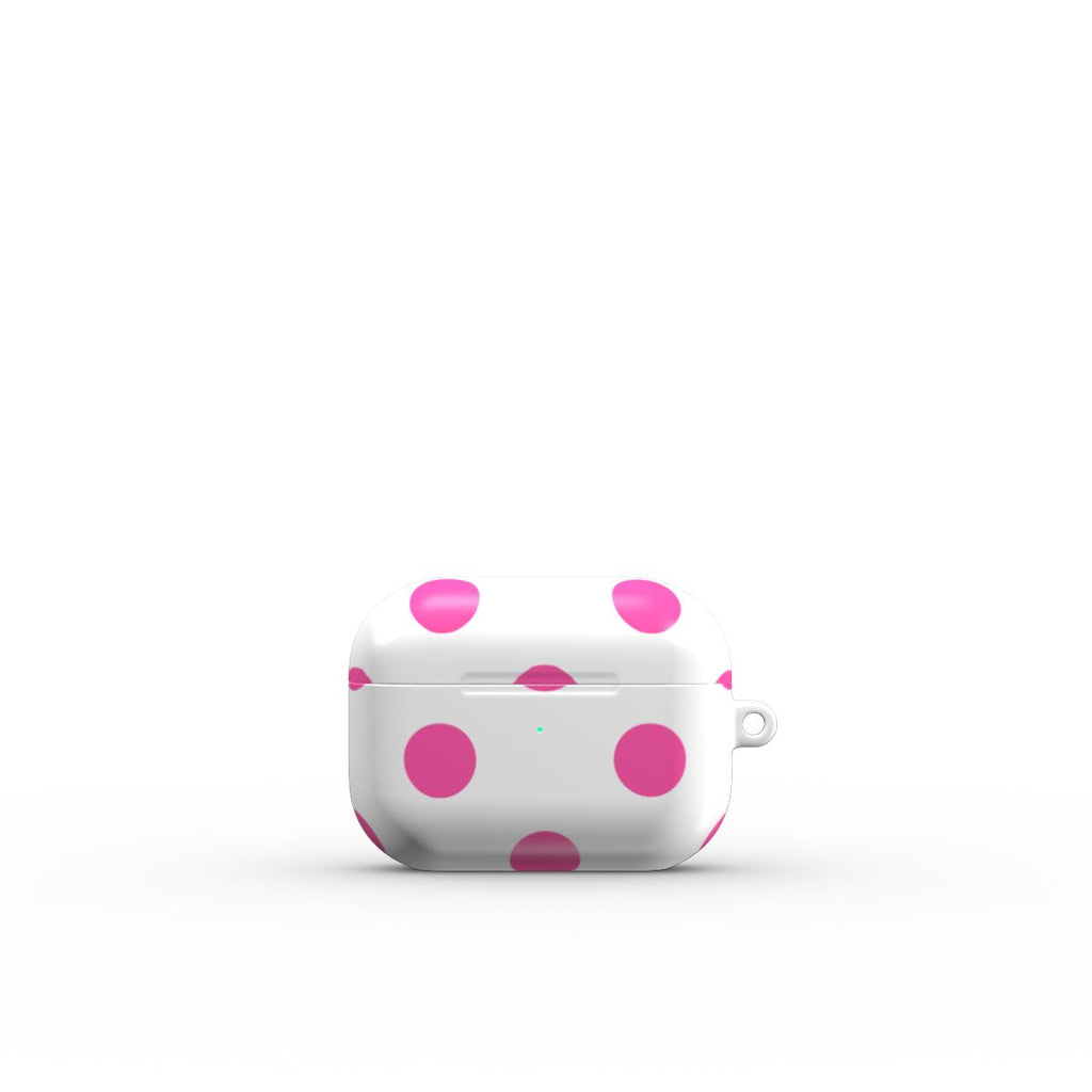 Pink in White Polka Dots Apple AirPods Tough Case, 3D product render