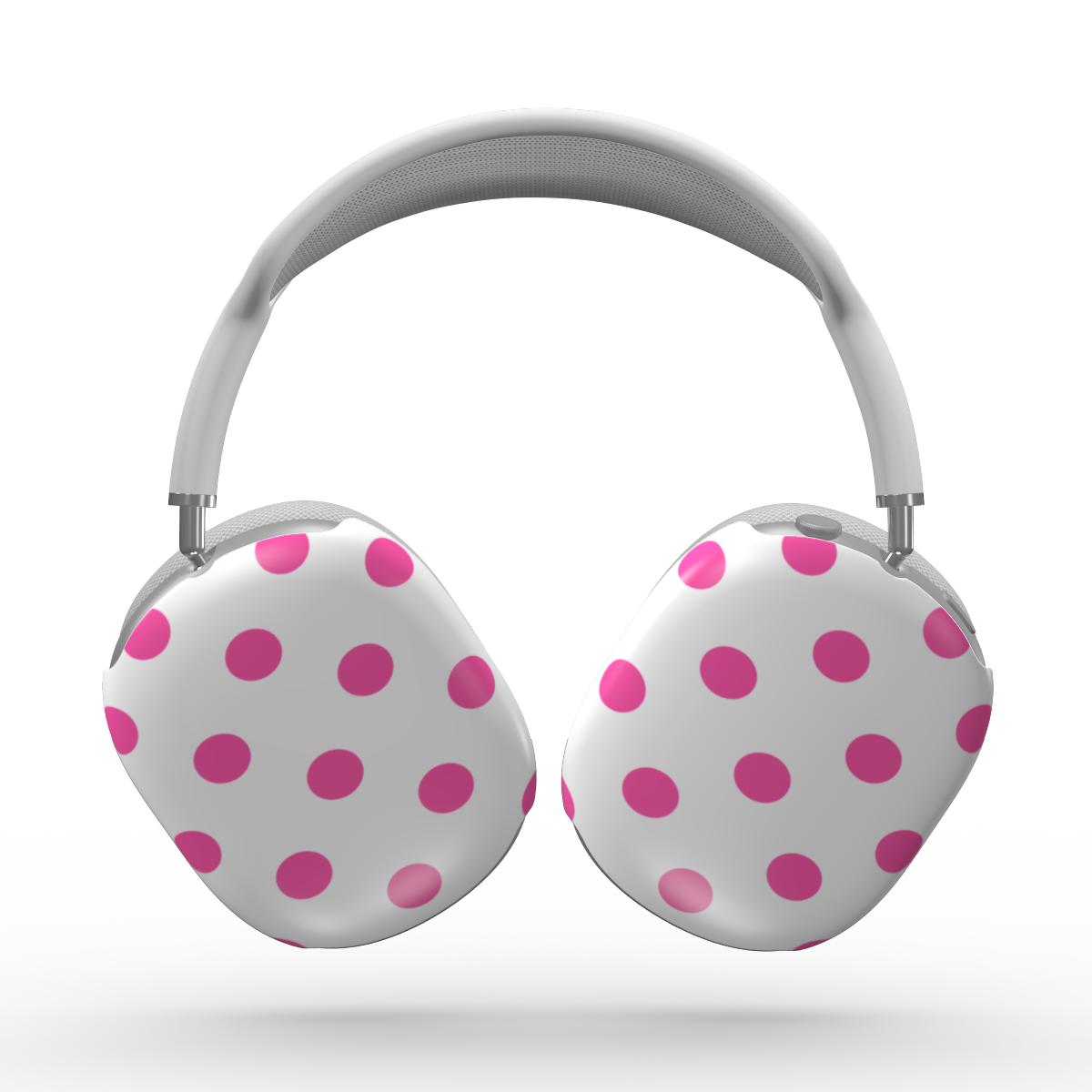 Pink in White Polka Dots Apple AirPods Max Tough Case, 3D product render