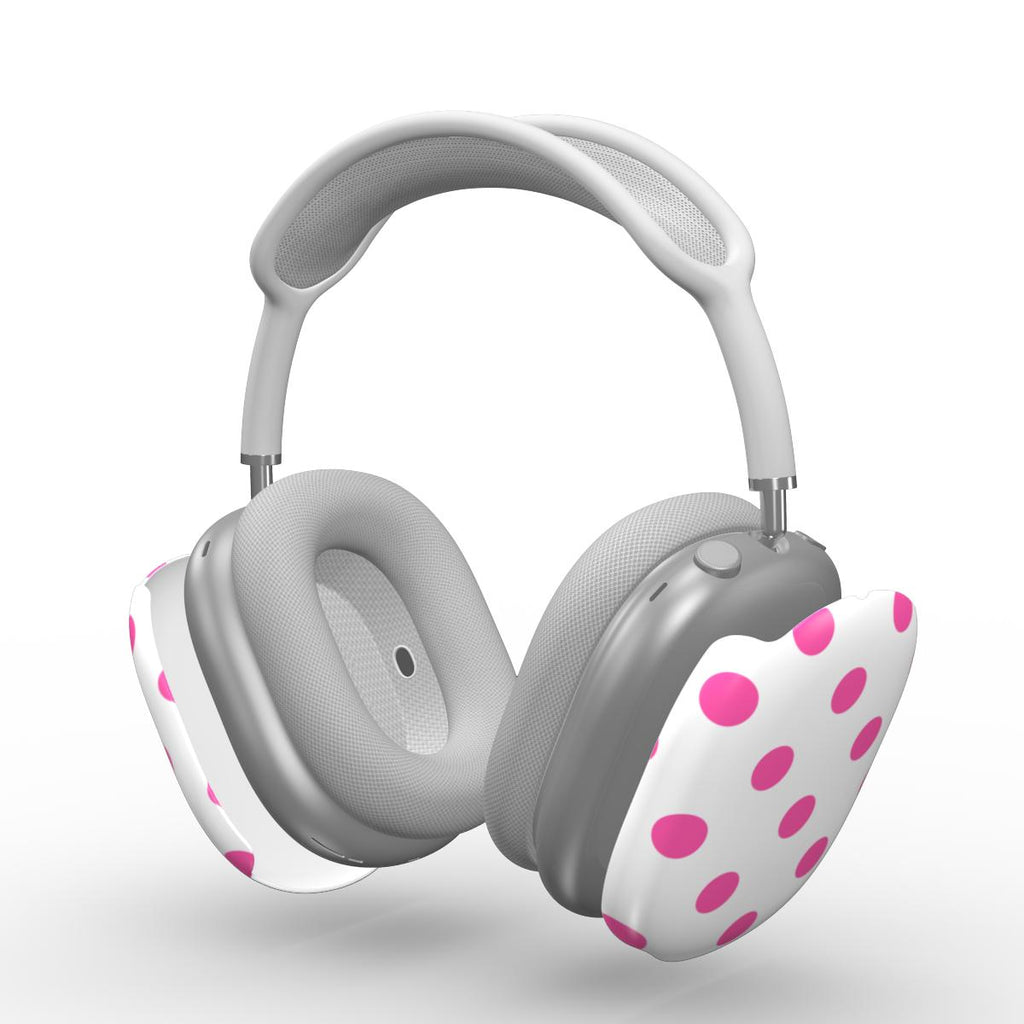 Pink in White Polka Dots Apple AirPods Max Tough Case, 3D product render