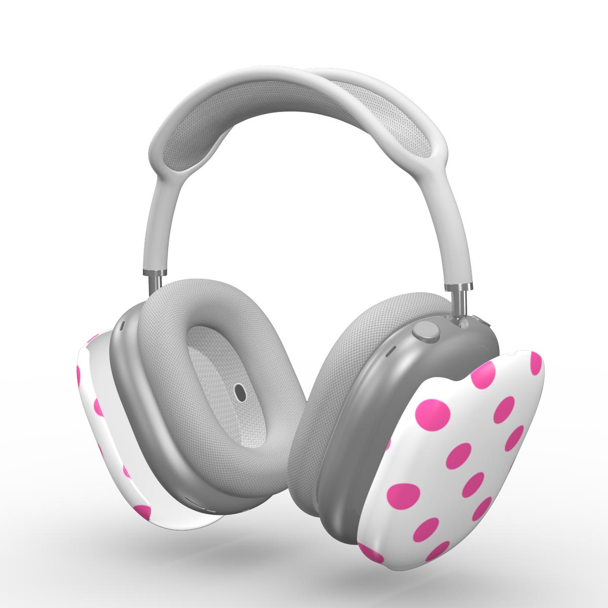 Pink in White Polka Dots Apple AirPods Max Tough Case, 3D product render
