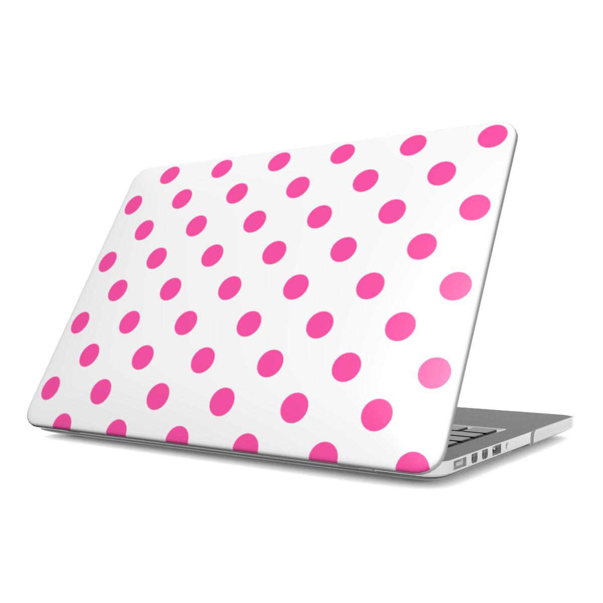 Pink in White Polka Dots MacBook Case, 3D product render