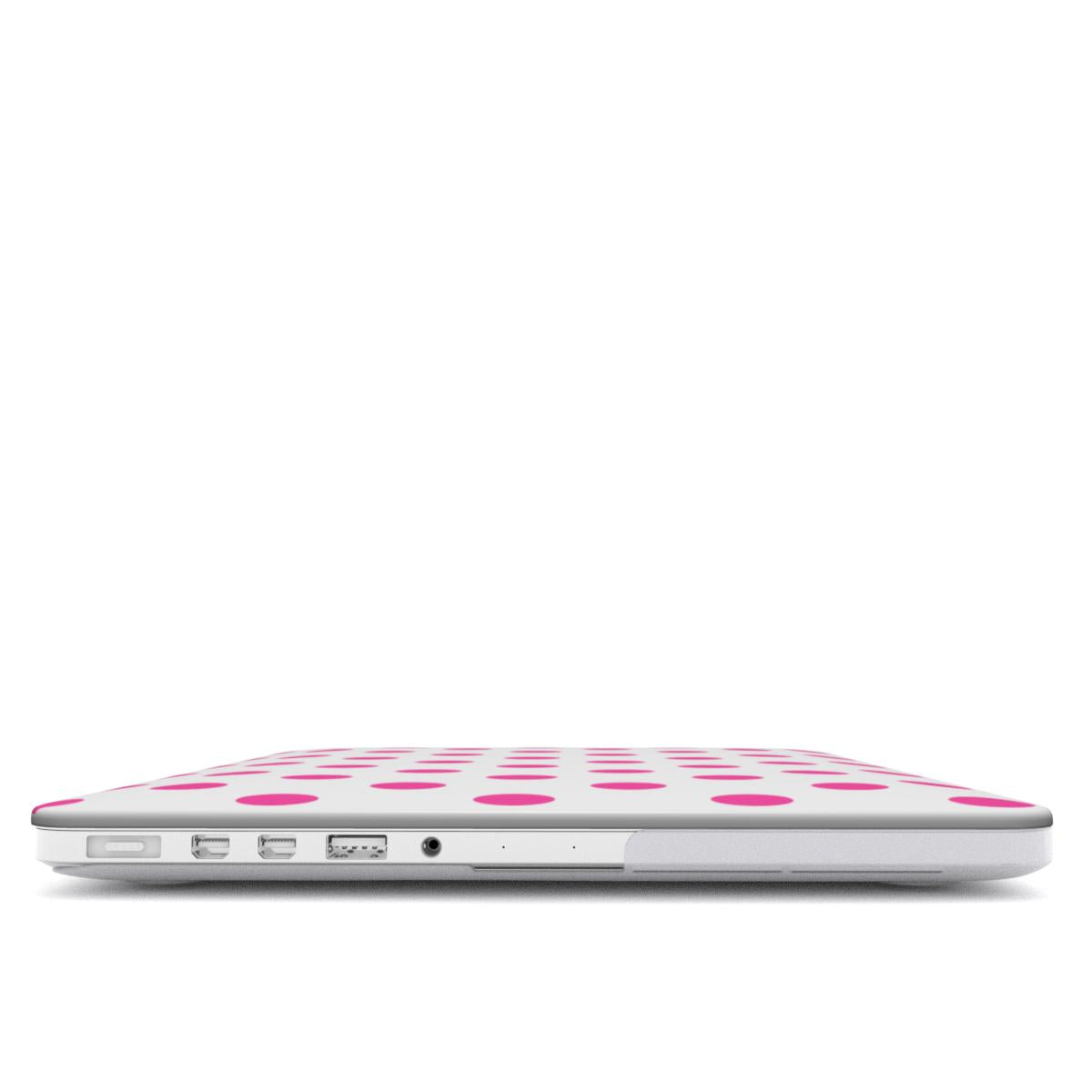 Pink in White Polka Dots MacBook Case, 3D product render