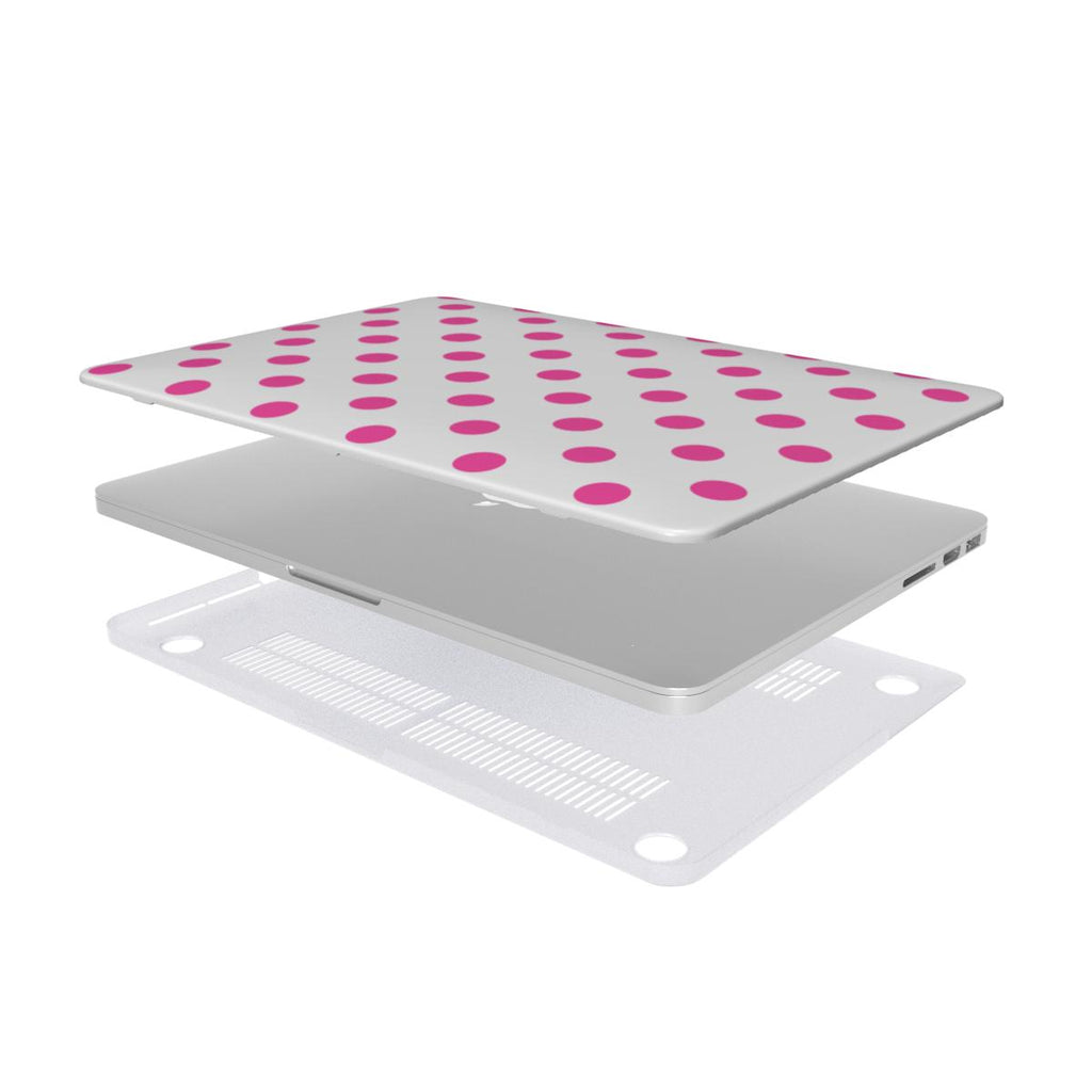 Pink in White Polka Dots MacBook Case, 3D product render