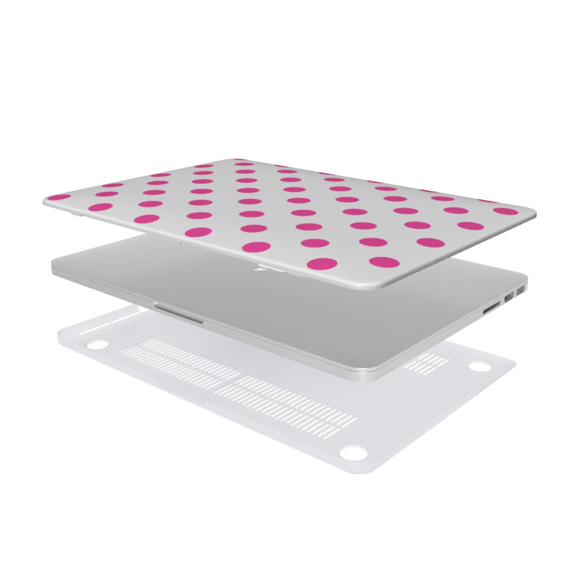 Pink in White Polka Dots MacBook Case, 3D product render