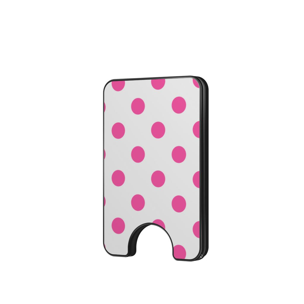 Pink in White Polka Dots Magnetic Wallet, 3D product render