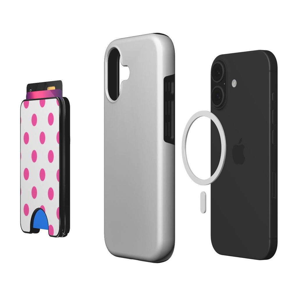 Pink in White Polka Dots Magnetic Wallet, 3D product render