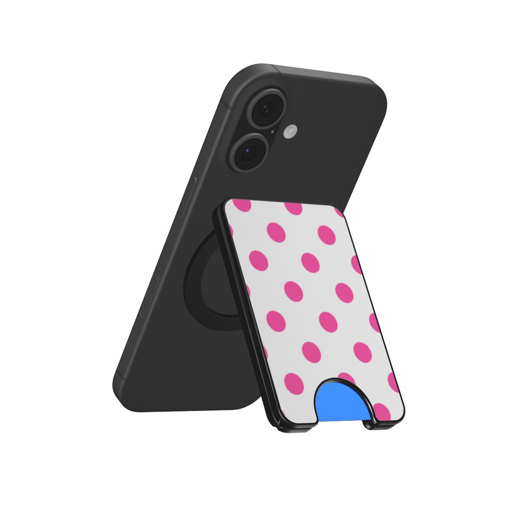 Pink in White Polka Dots Magnetic Wallet, 3D product render
