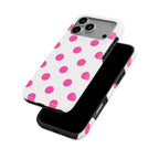 Pink in White Polka Dots phone case — front and back