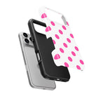 Pink in White Polka Dots Tough Phone Case — hard outer shell and inner liner separated