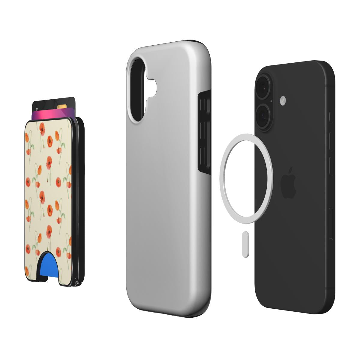 Poppy Floral Magnetic Wallet, 3D product render