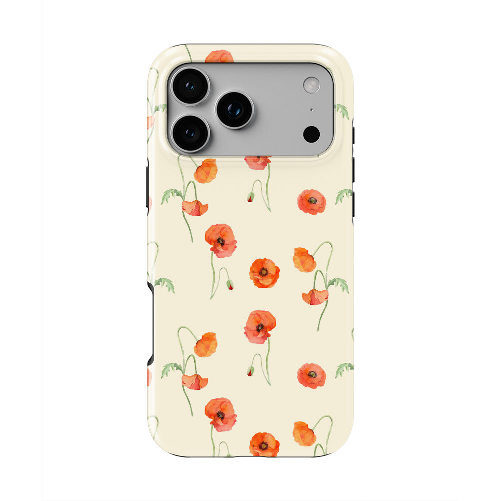 Poppy Floral phone case — back view, full print