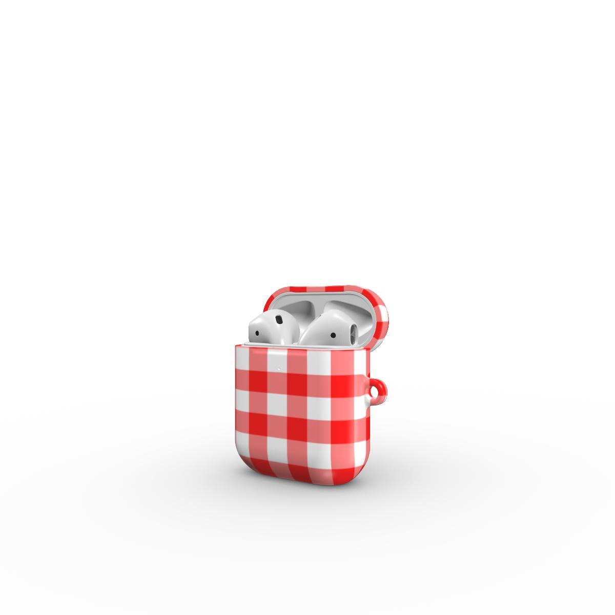 Red Gingham Apple AirPods Tough Case, 3D product render