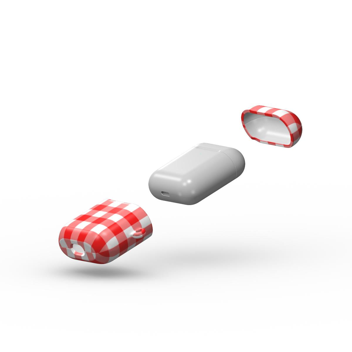 Red Gingham Apple AirPods Tough Case, 3D product render