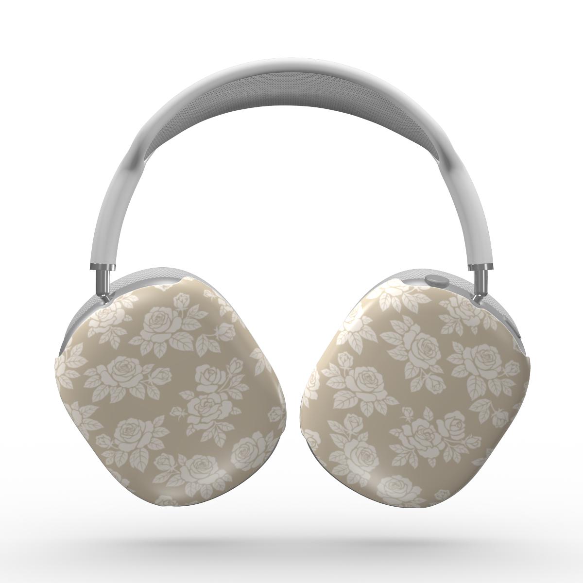 Rose Beige Pattern Floral Apple AirPods Max Tough Case, 3D product render