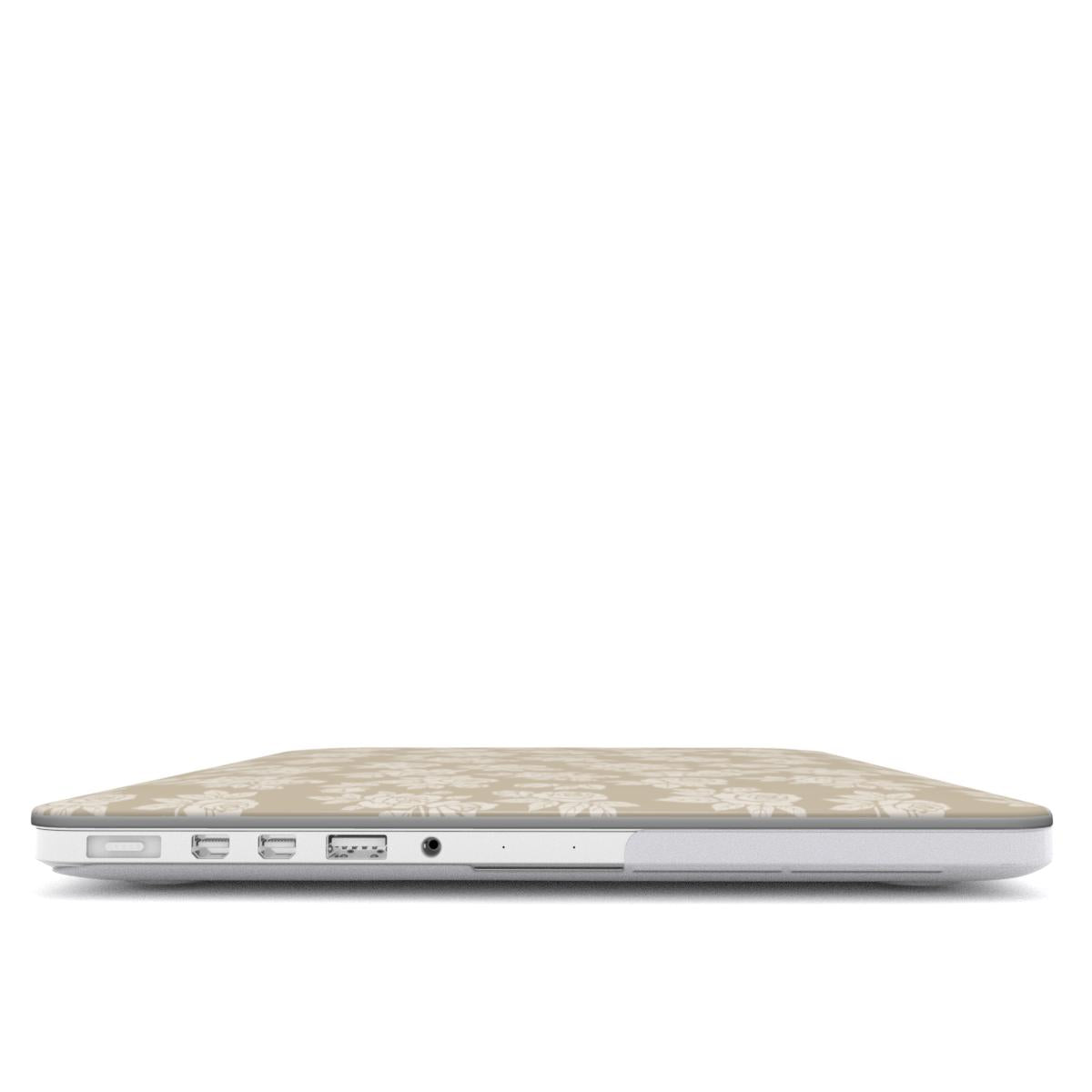 Rose Beige Pattern Floral MacBook Case, 3D product render