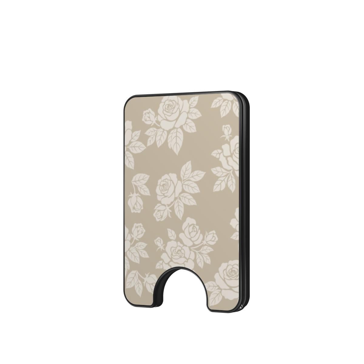 Rose Beige Pattern Floral Magnetic Wallet, 3D product render