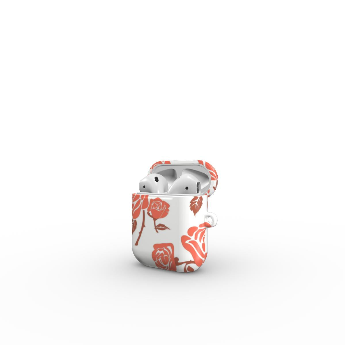 Rose Minimal Red Floral Apple AirPods Tough Case, 3D product render