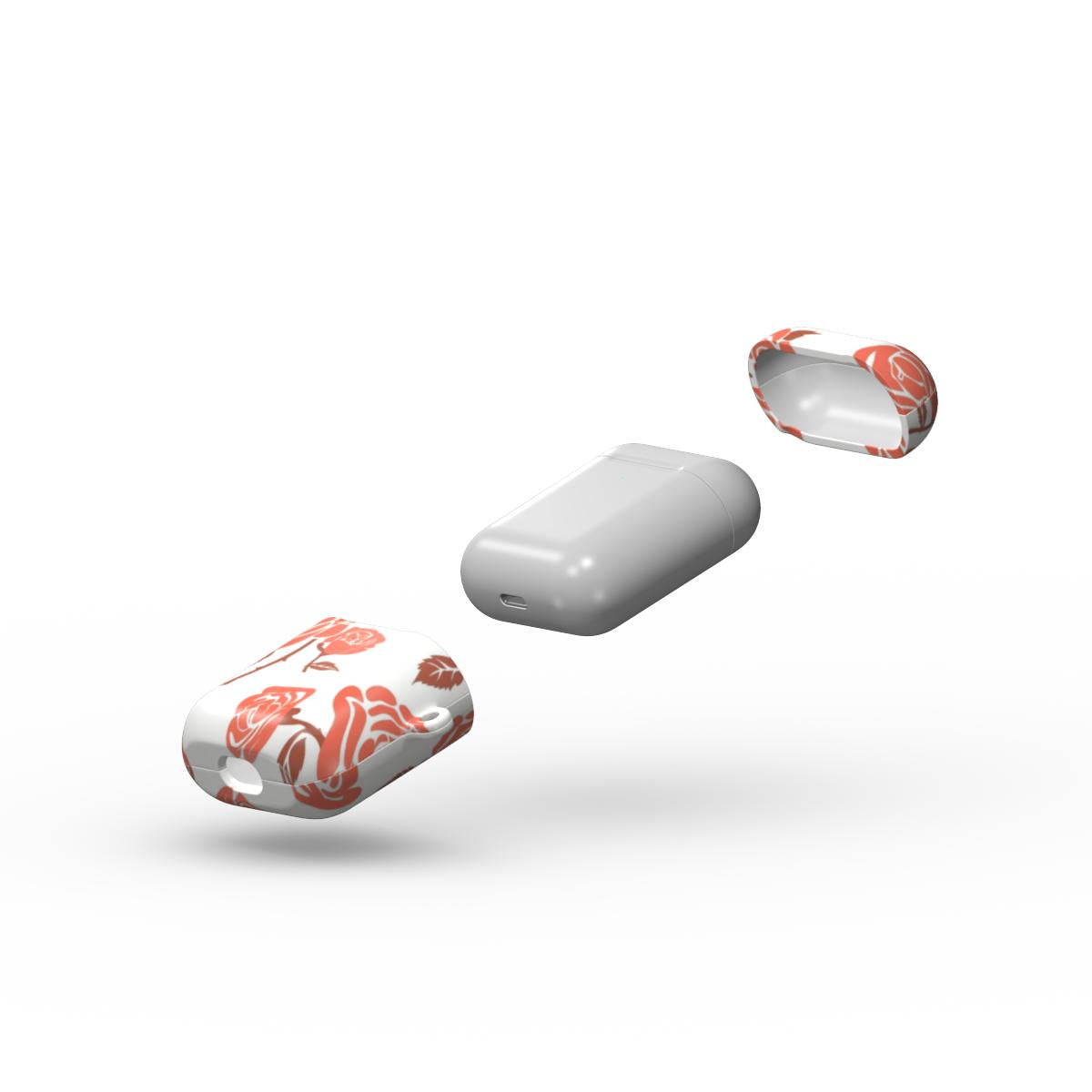 Rose Minimal Red Floral Apple AirPods Tough Case, 3D product render