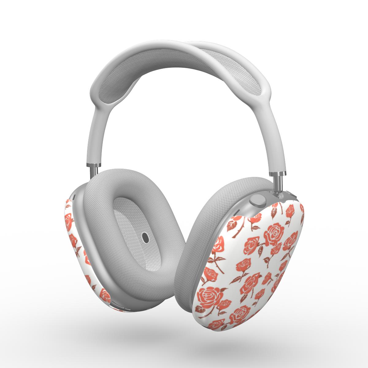 Rose Minimal Red Floral Apple AirPods Max Tough Case, 3D product render