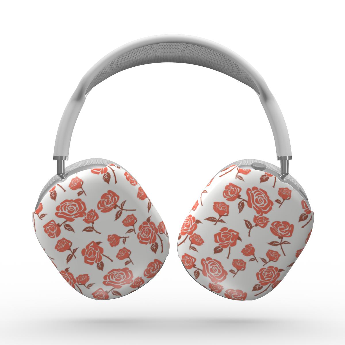 Rose Minimal Red Floral Apple AirPods Max Tough Case, 3D product render