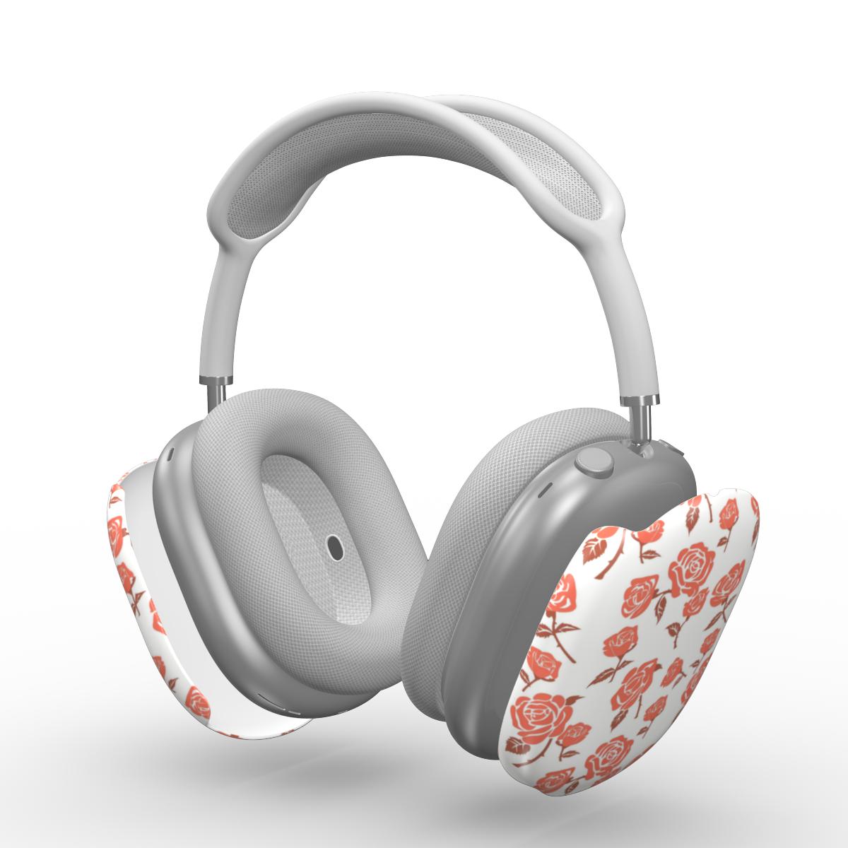 Rose Minimal Red Floral Apple AirPods Max Tough Case, 3D product render