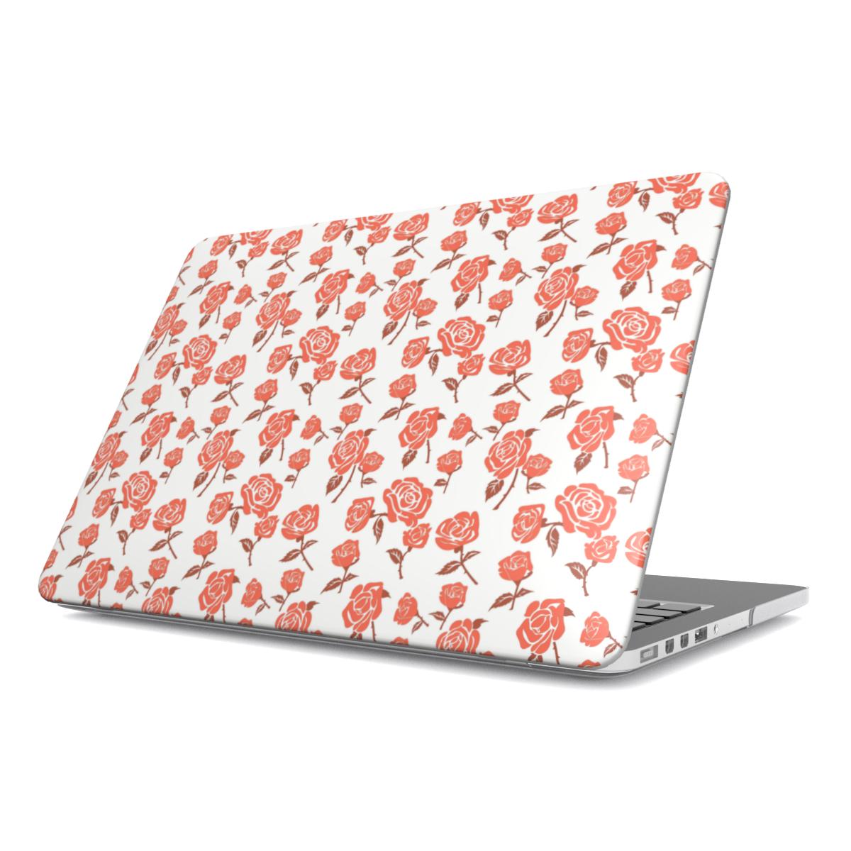 Rose Minimal Red Floral MacBook Case, 3D product render