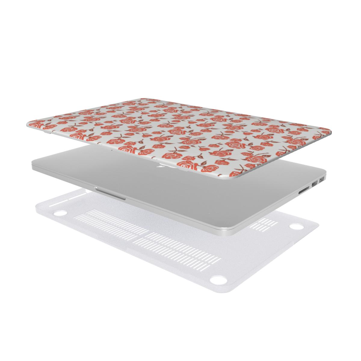 Rose Minimal Red Floral MacBook Case, 3D product render