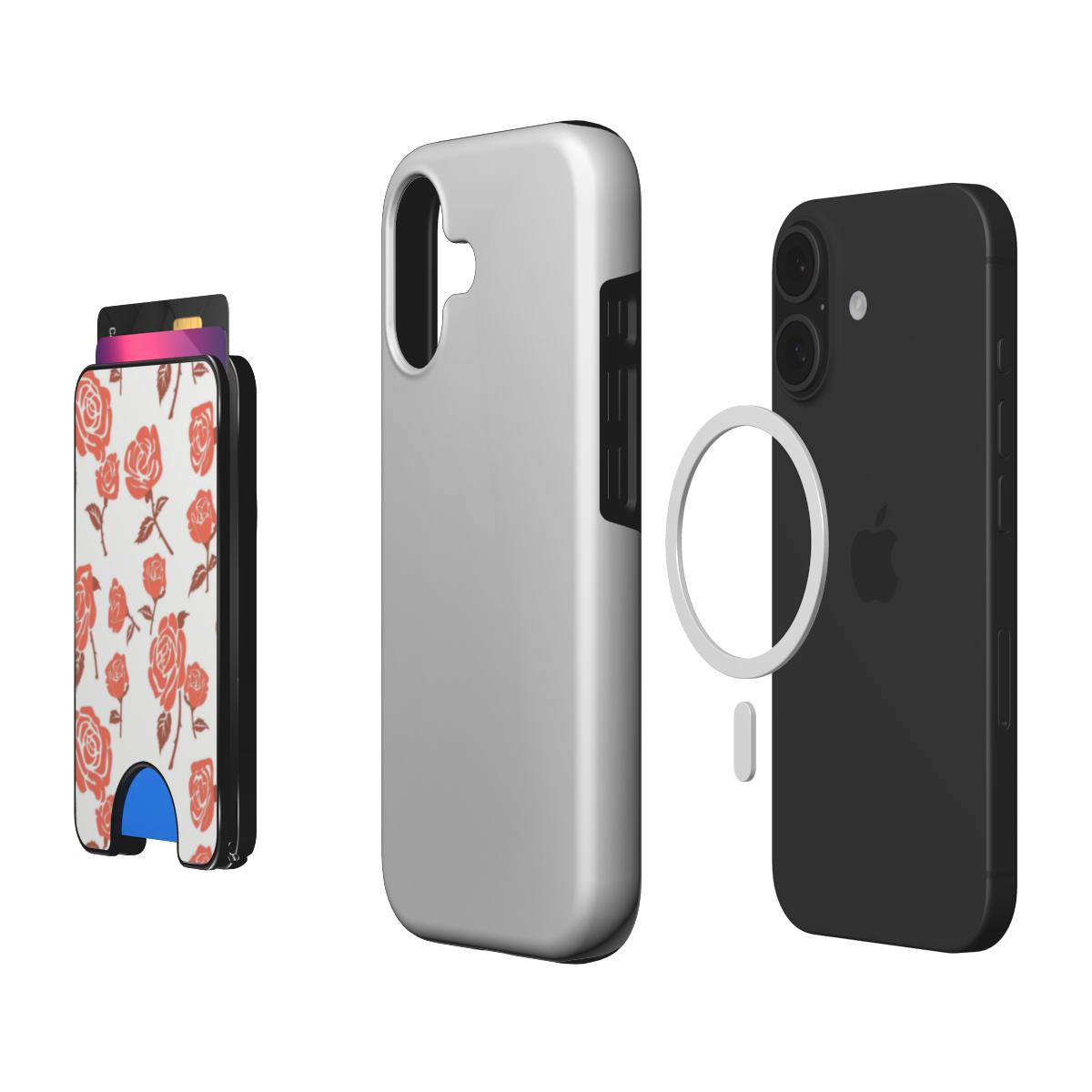 Rose Minimal Red Floral Magnetic Wallet, 3D product render