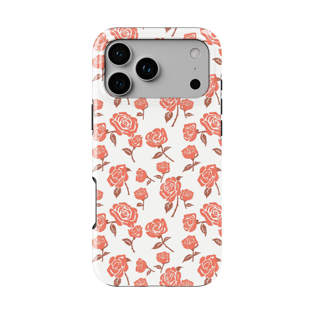 Rose Minimal Red Floral phone case — back view, full print
