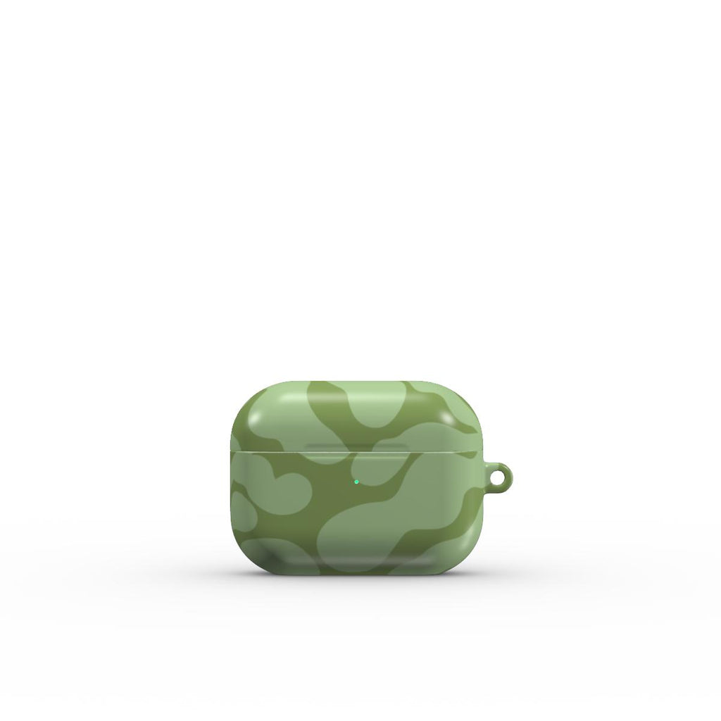 Sage in Olive Abstract Leaf Apple AirPods Tough Case, 3D product render