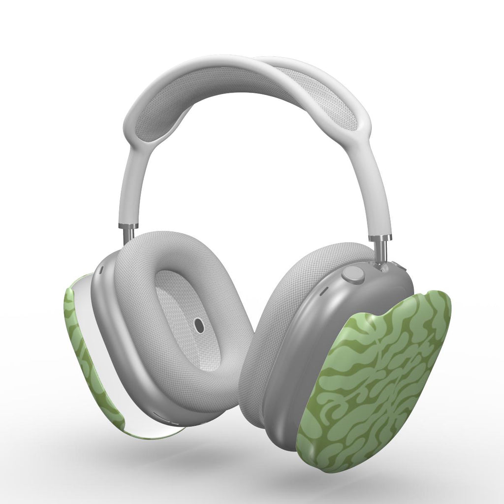 Sage in Olive Abstract Leaf Apple AirPods Max Tough Case, 3D product render