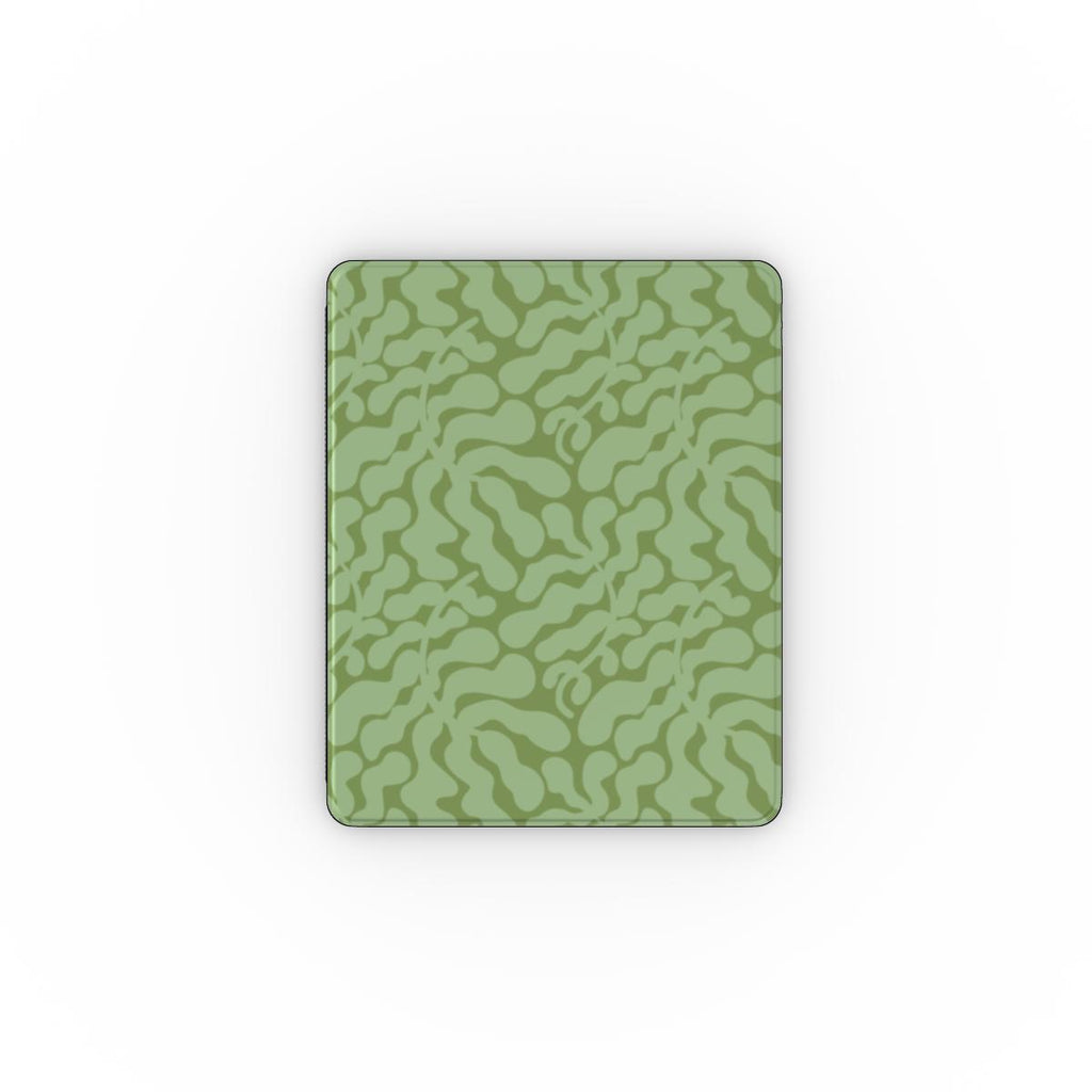 Sage in Olive Abstract Leaf Apple iPad Case, 3D product render