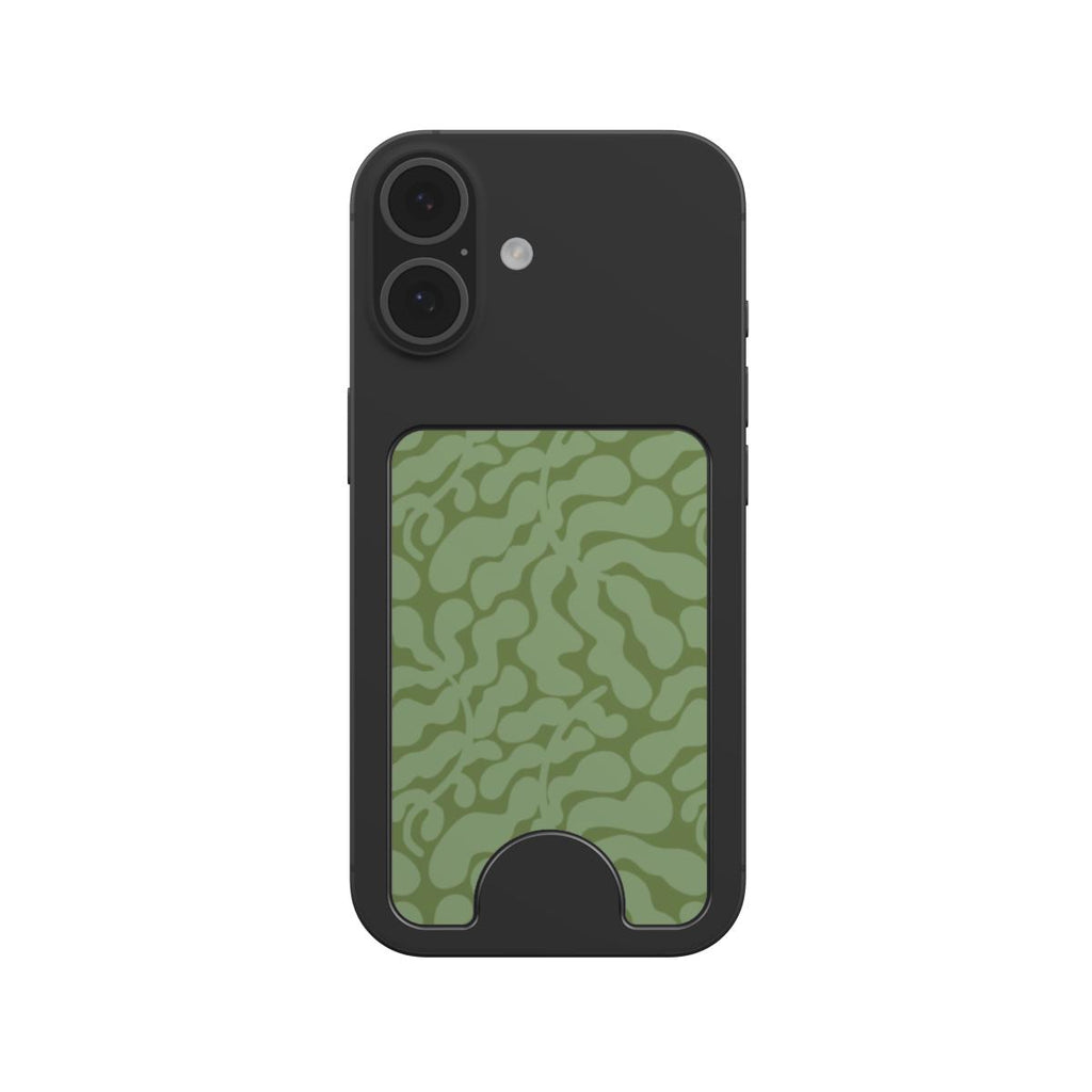 Sage in Olive Abstract Leaf Magnetic Wallet, 3D product render