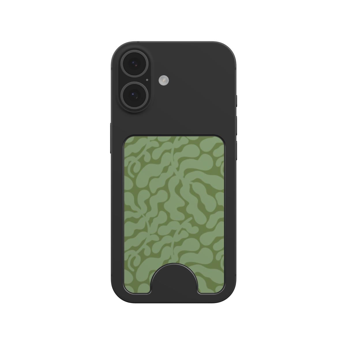 Sage in Olive Abstract Leaf Magnetic Wallet, 3D product render