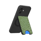 Sage in Olive Abstract Leaf Magnetic Wallet, 3D product render