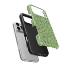 Sage in Olive Abstract Leaf Tough Phone Case — hard outer shell and inner liner separated