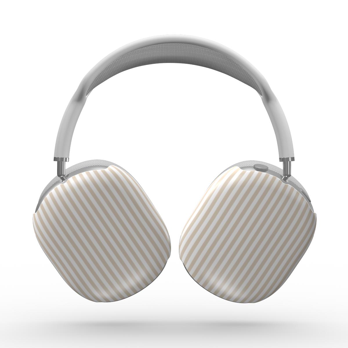 Tiny Beige Stripes Apple AirPods Max Tough Case, 3D product render