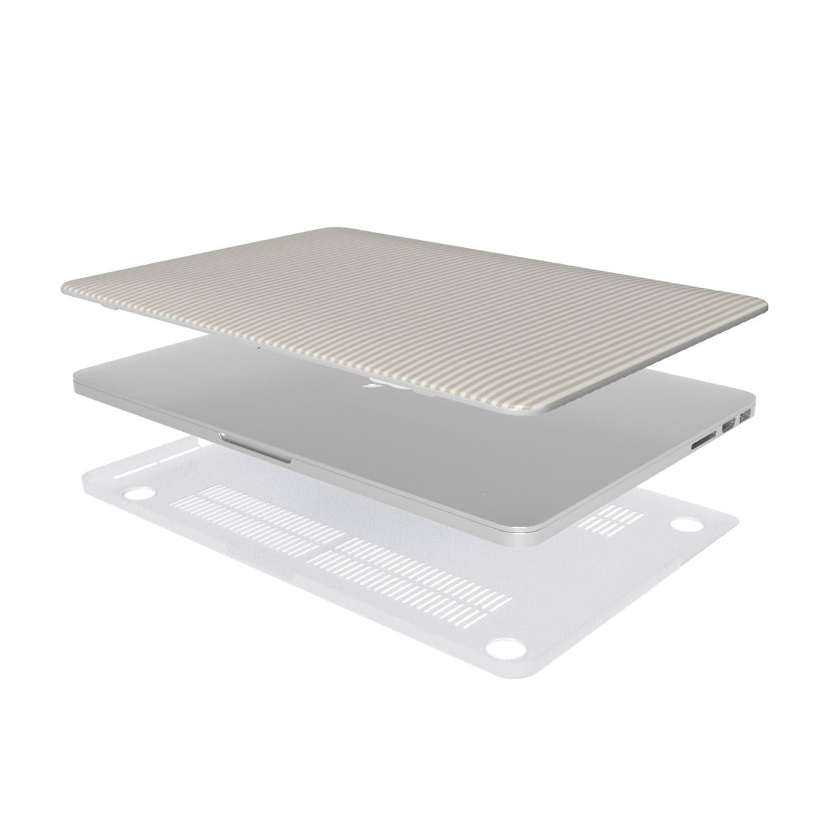 Tiny Beige Stripes MacBook Case, 3D product render