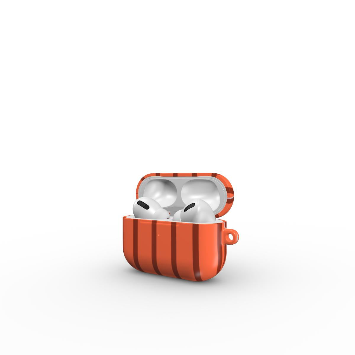 Topaze Orange Stripes Apple AirPods Tough Case, 3D product render